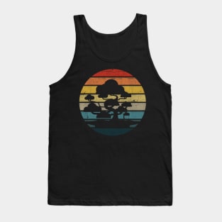 Bonsai Tree Silhouette On A Distressed Retro Sunset product Tank Top